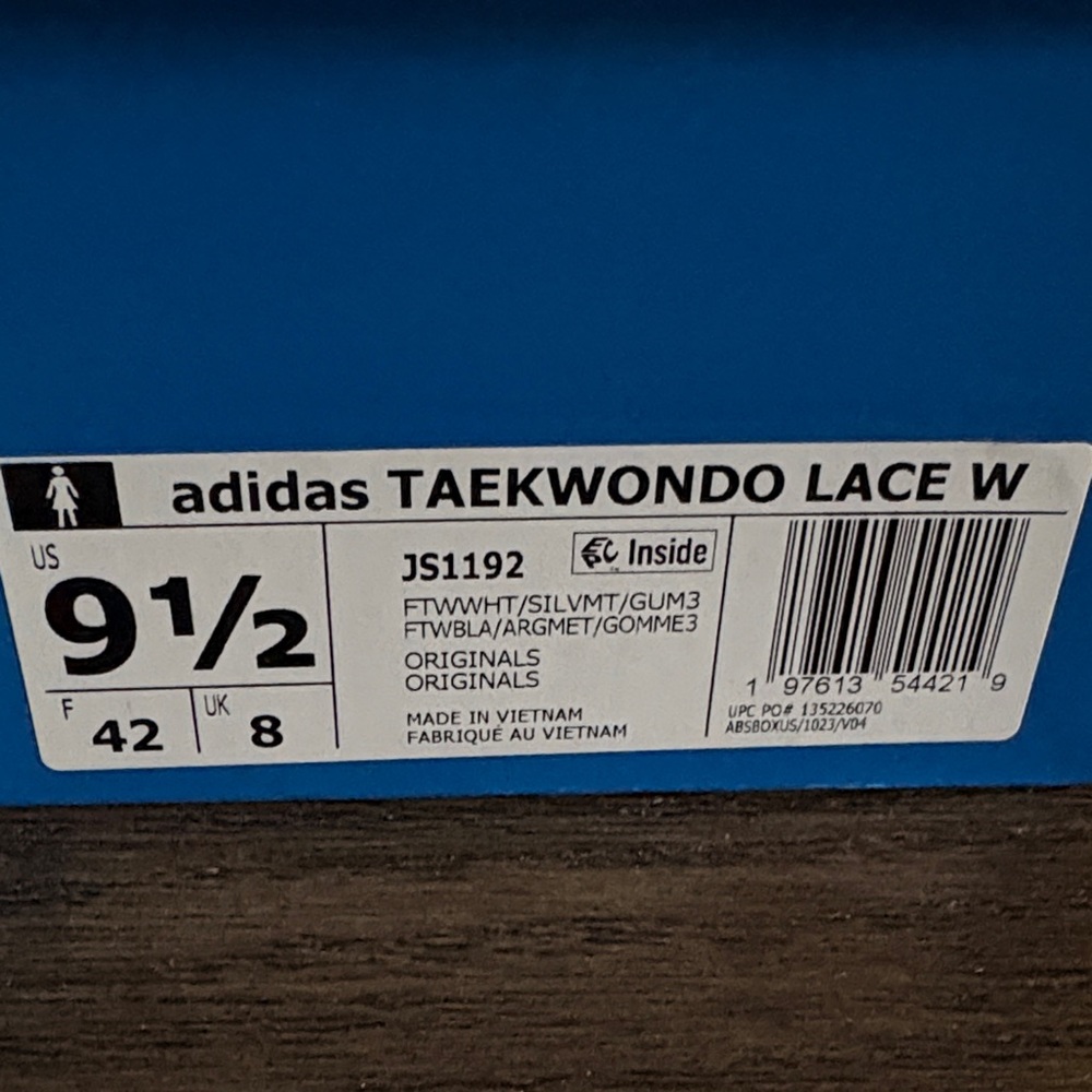 NIB [Adidas] Taekwondo Lace Athletic Sneakers White/Silver Women’s 9.5 / M 8.5 - Picture 13 of 14